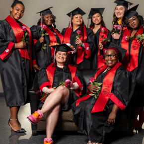 Graduating students being photographed 