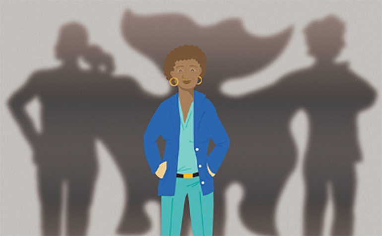 Graphic of a women in business suit