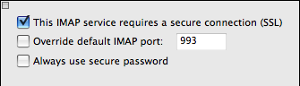 this IMAP service requires a secure connect(SSL) selected