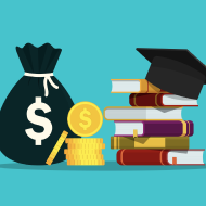 Books, money and graduation hat