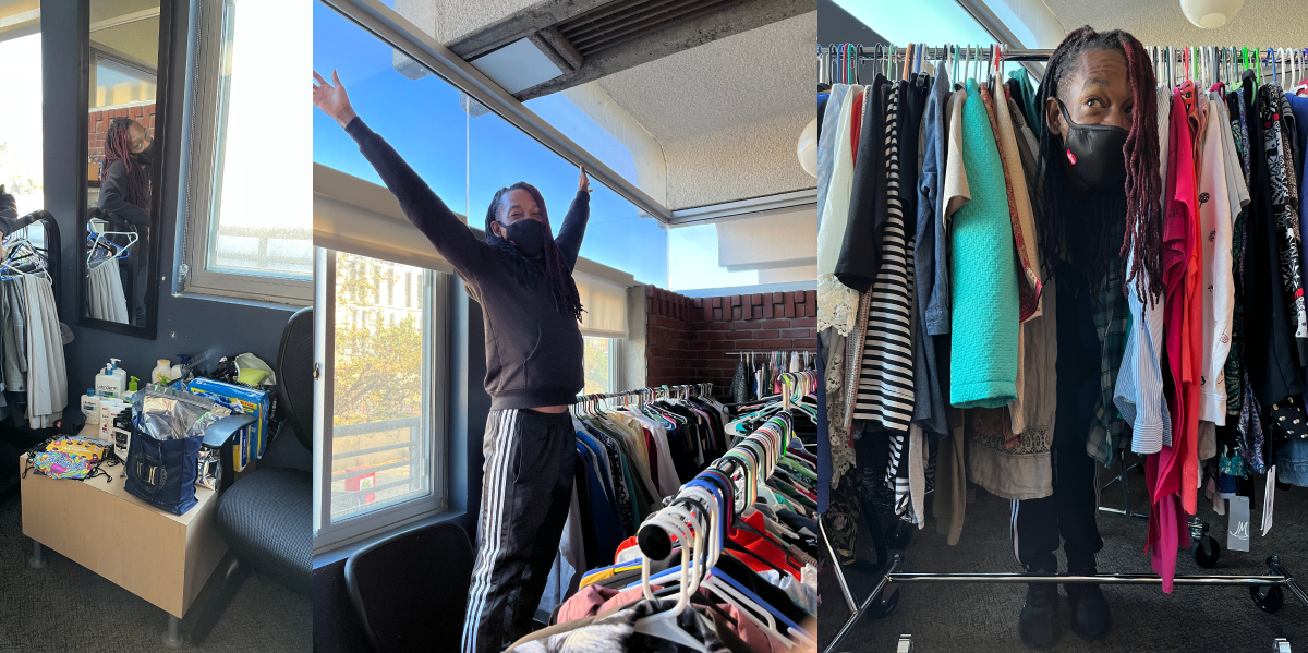 Diarra is showing the clothing closet