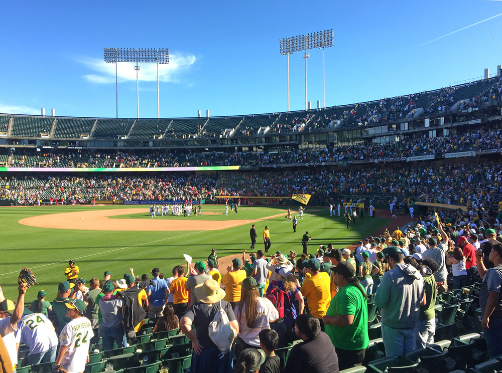 Field and crowd at Oakland A's game