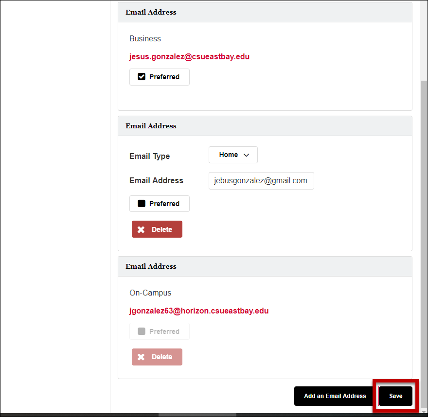 save button highlighted