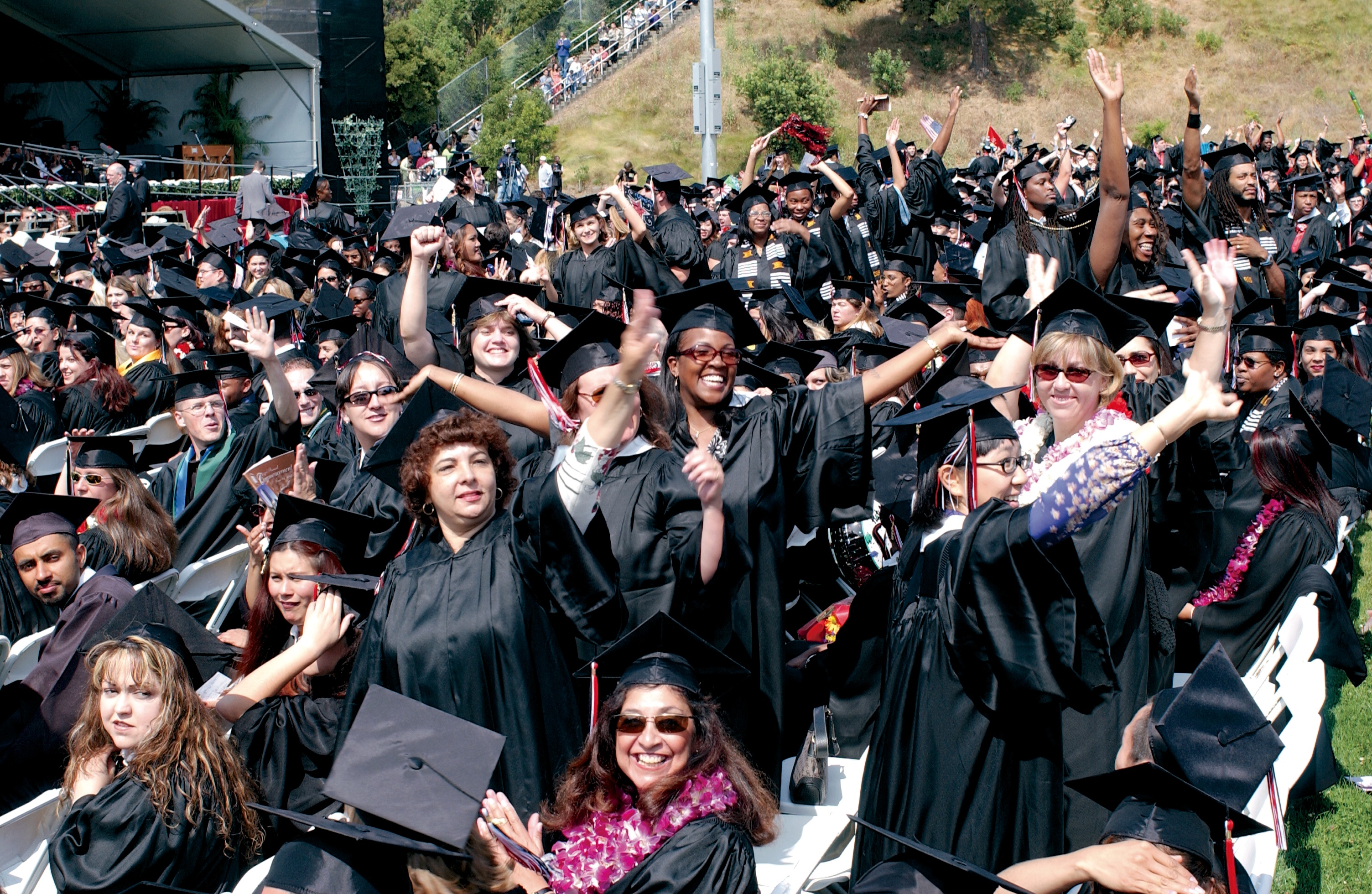 A group of graduates at commencement