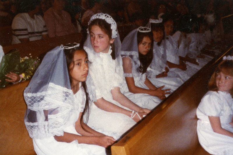 children in white dresses