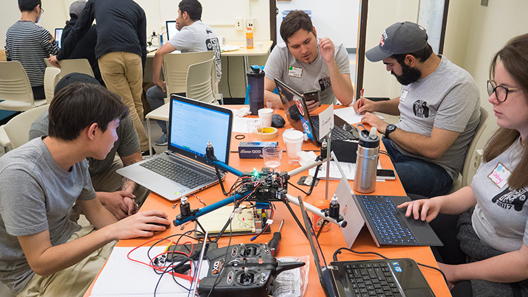 Students working on computers