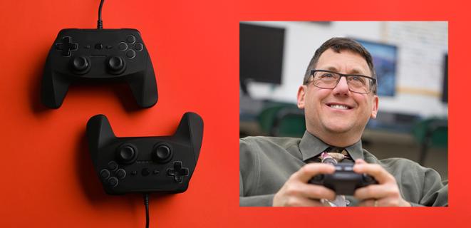 Man playing with a video game controller