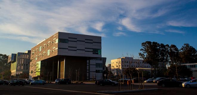 Student Faculty Building at dusk