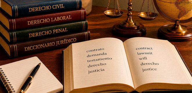 Legal books in Spanish on a desk