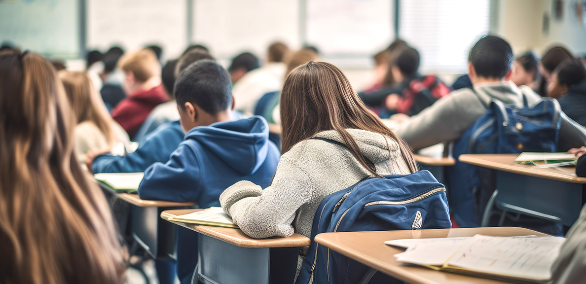 Stock image of children in a classroom