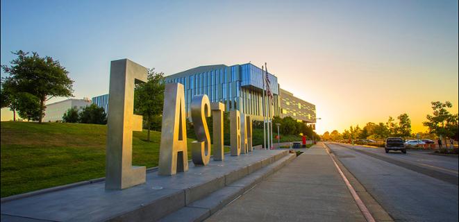 Student Faculty Building at dusk