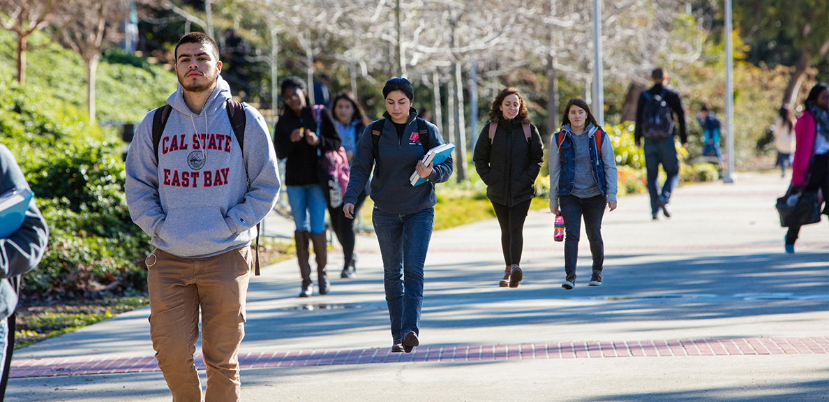 students walking on campus