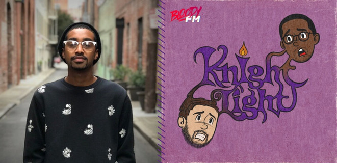 An photo of Prince Jackson next to the Knight Light podcast logo