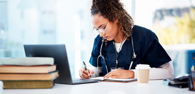 Nursing student studying