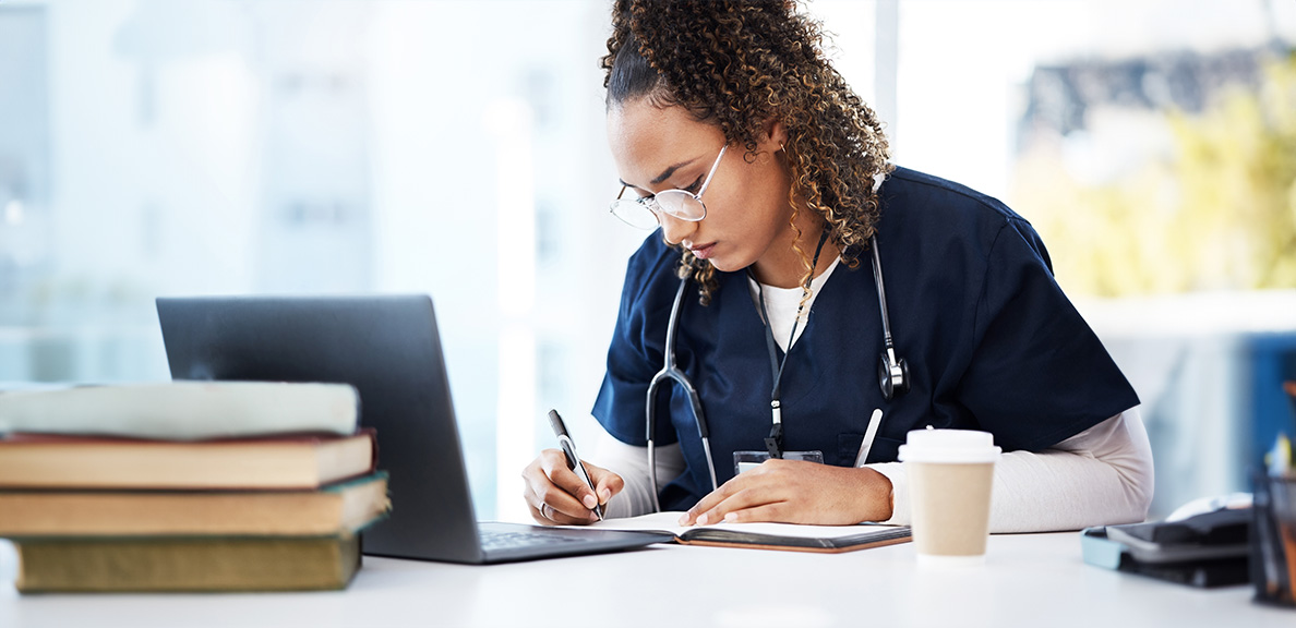 Nursing student studying