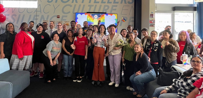 Students, faculty and staff gathered in the new Queer Unity Student Success Center to celebrate its opening