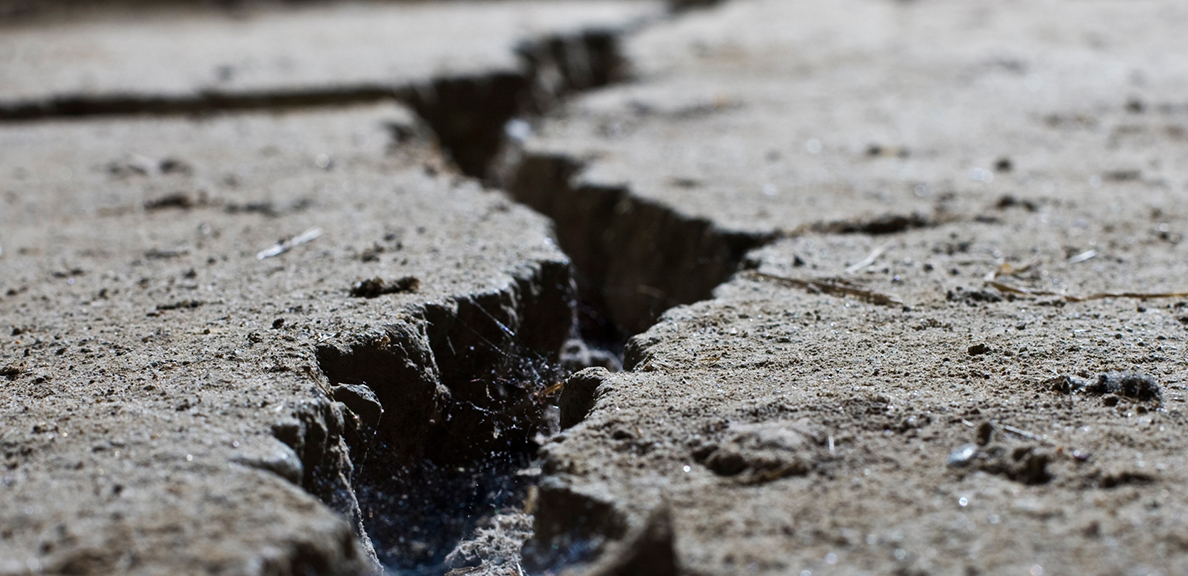 Cracked cement from an earthquake