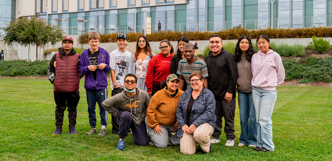 Think by the Bay students group picture in front of CORE Library