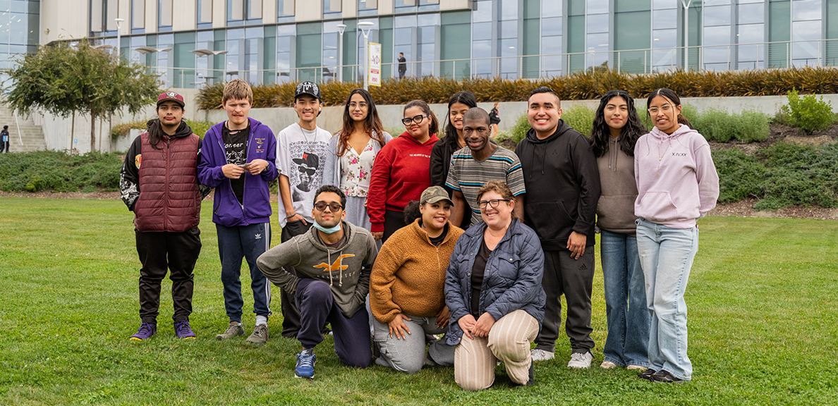 Think by the Bay students group picture in front of CORE Library