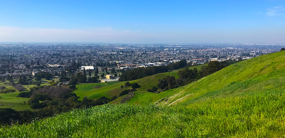 View of East Bay hills and flats below