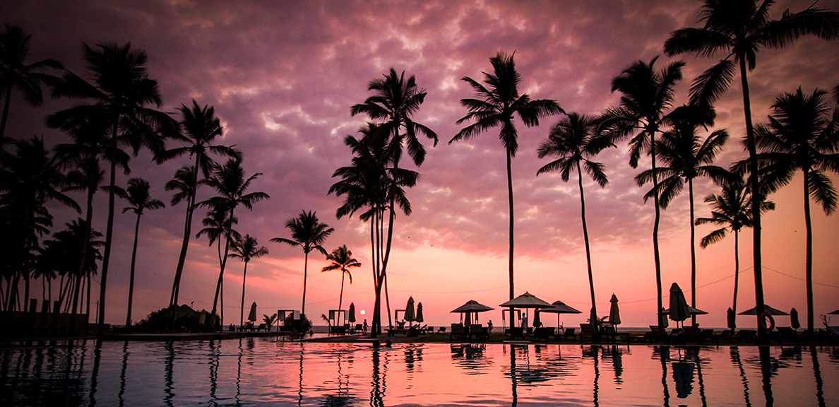 Hawaiian resort at sunset