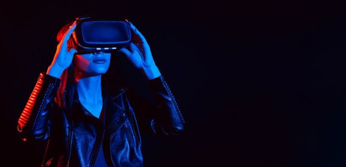 Woman wearing virtual reality headset