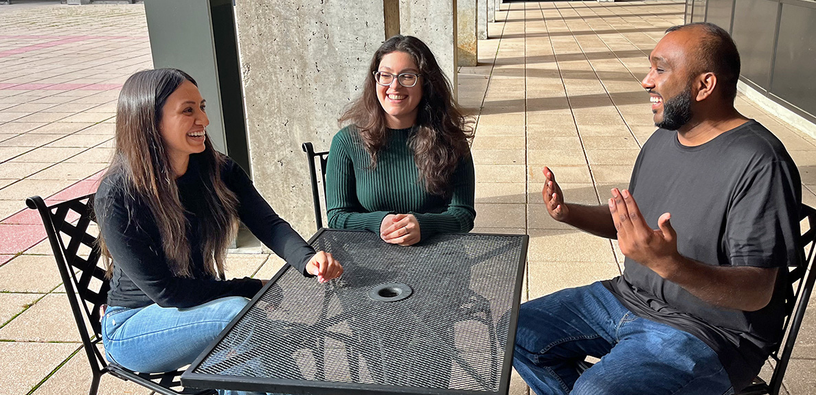 Members of the website redesign team: Ilse Mendoza, Vanessa Lopez, and Krishneel Kishor
