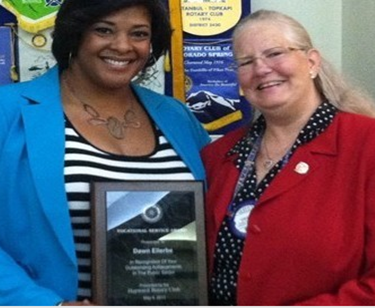 Dawn Ellerbe's vocational award was presented by Director of Athletics Debby De Angelis (right).