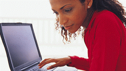 woman using laptop