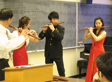 Chinese bamboo flute players