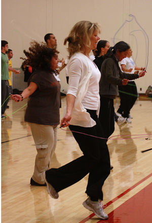 Jumping rope at the main gym on CSUEB's Hayward Campus.