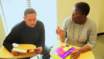 Associate Professor Dianne Rush-Woods (right) with a student in the MSW program at CSUEB.