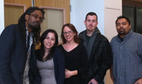Team members from left to right are Ellias Fullmore, Kat Reyes, Clare Lewis, James Tacker, and Jateen Bhakta.