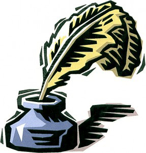 cartoon clip art of feather pen in ink