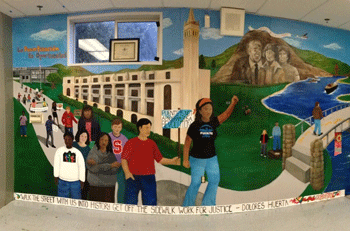 The completed mural project reflects the Puente mission -- ¡La Puentización Es Oportunidad! (by: Lauren Pitcher)