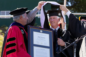 Jack Acosta accepts honorary doctoral degree at CBE ceremony June 12. (By: Scott Chernis)