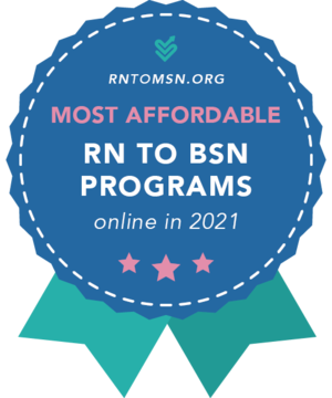 badge that shows the RN-BSN program is one of the most affordable programs