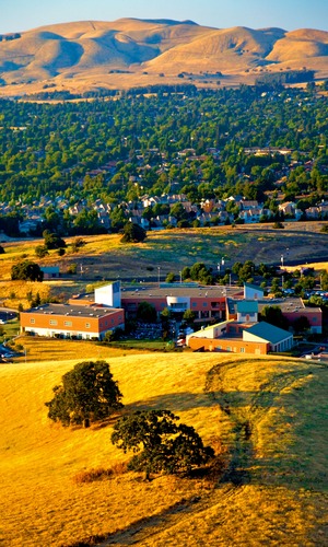 view of Concord campus and hillside from the sky