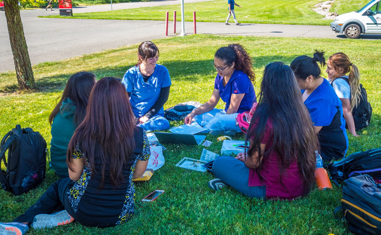 Students Sitting On The Grass
