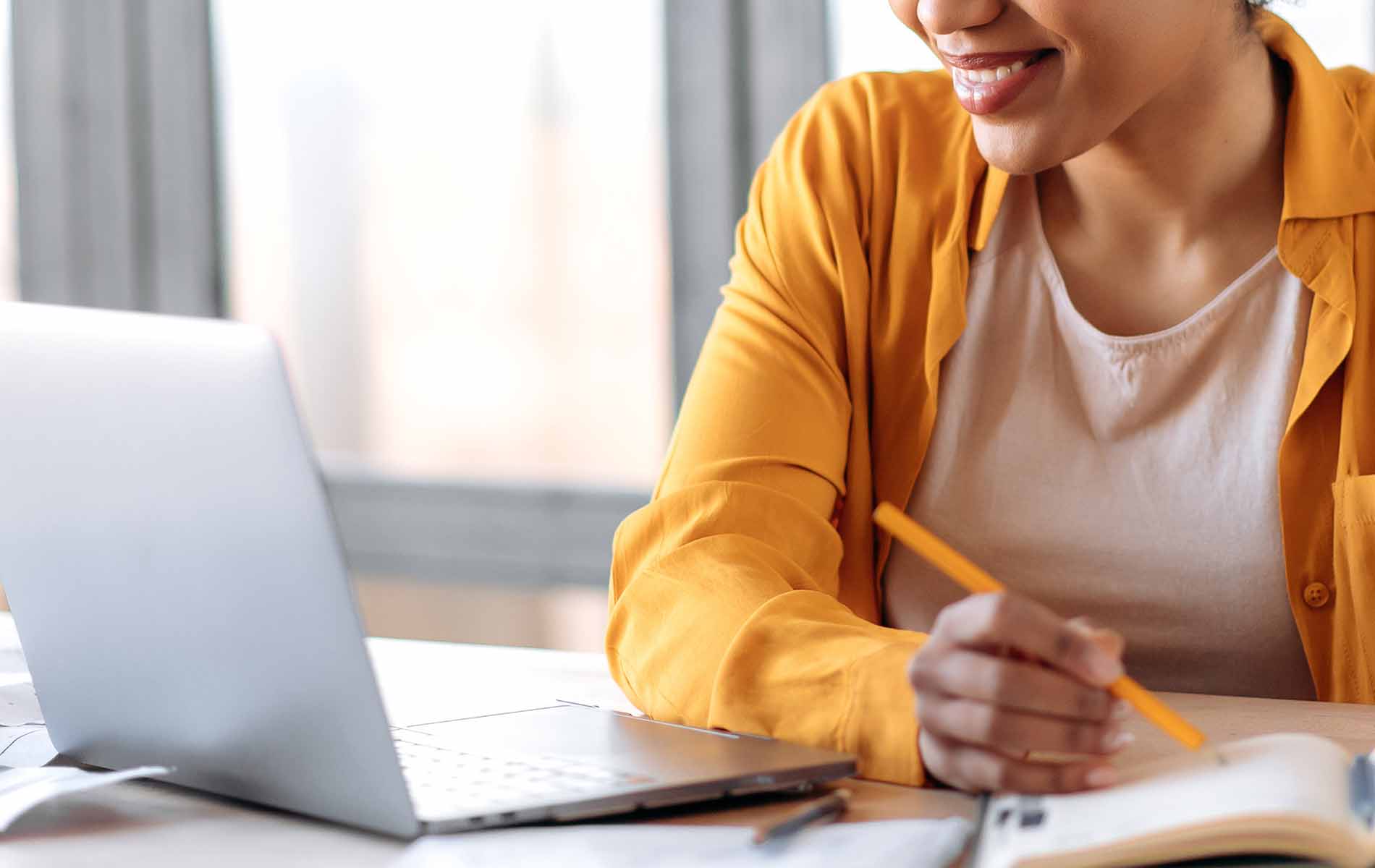 Student on computer taking a class
