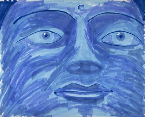 face in blue art
