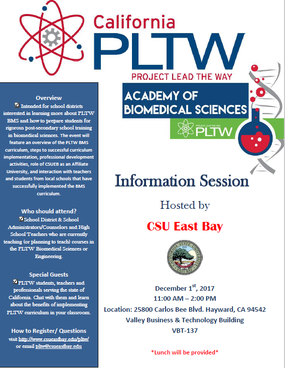 PLTW BMS Info Session Flyer