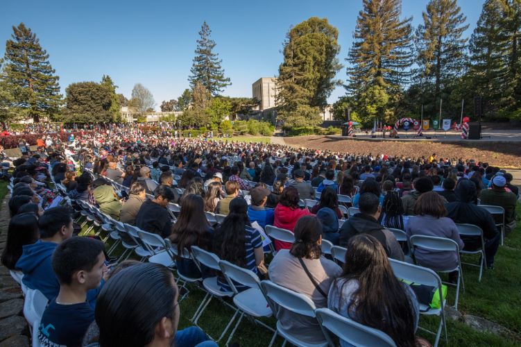 Preview Day attendees gathering for the opening address from CSUEB's President