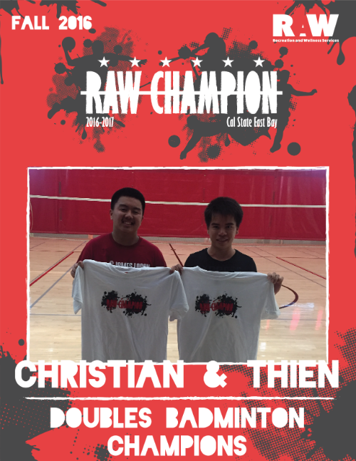Fall 2016 Badminton Doubles Champions  flyer
