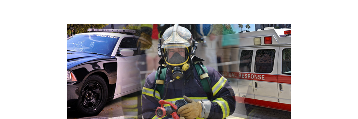 police car, fire fighter and ambulance banner