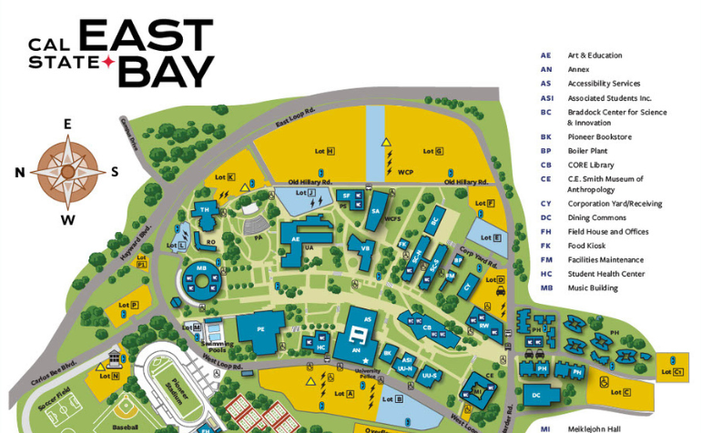 Assembly Area Locations Map - Hayward Campus