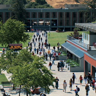 Picture of walkway between University Union and Meiklejohn Hall