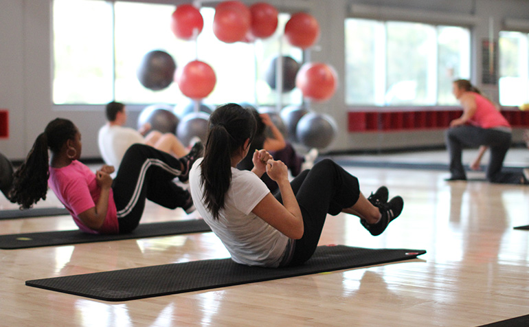 Students exercising in the RAW Center
