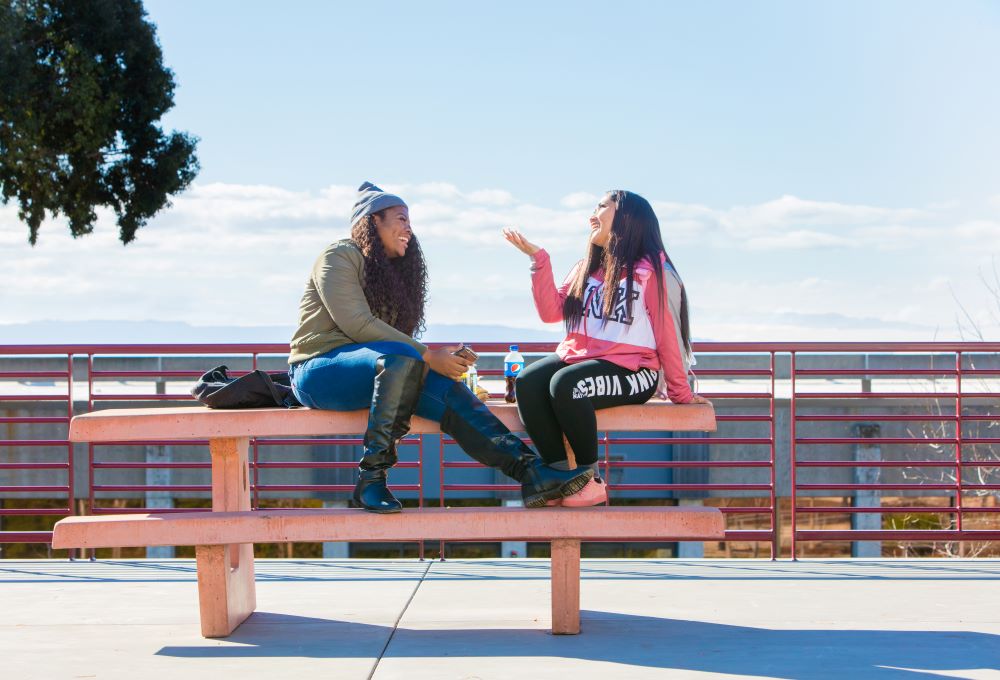 students chatting and relaxing