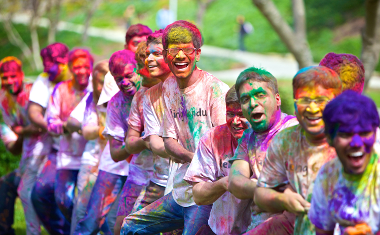 Students playing outdoors